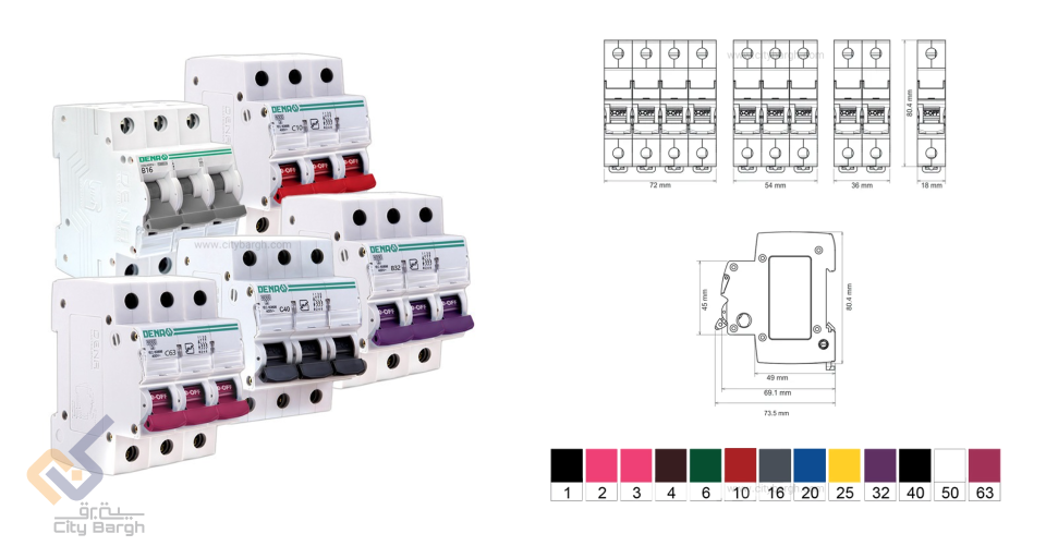 فیوز مینیاتوری سه پل دنا الکتریک مدل C-B-6K-3P